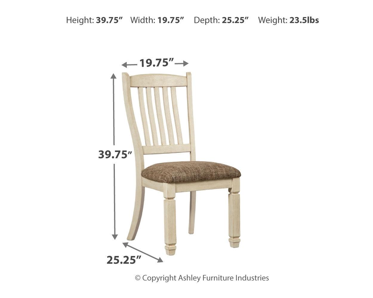 Bolanburg Dining Chair back angle showing slatted back design
