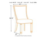 Dimension illustration of Bolanburg Two-Tone Dining Chair with measurements
