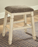 Close-up of Bolanburg bar stool cushioned seat fabric