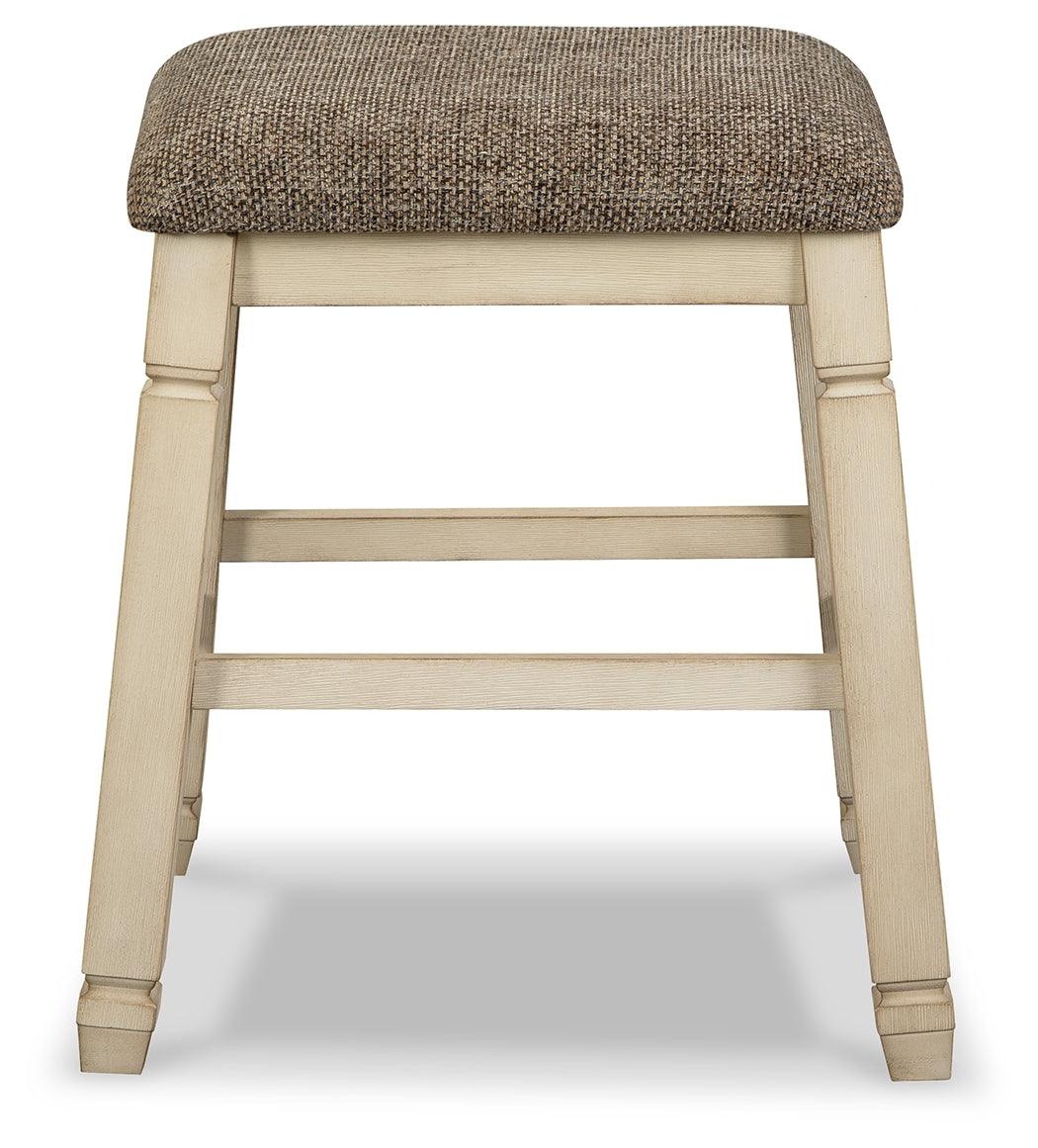 Head-on view of Bolanburg Two-Tone Counter Height Bar Stool