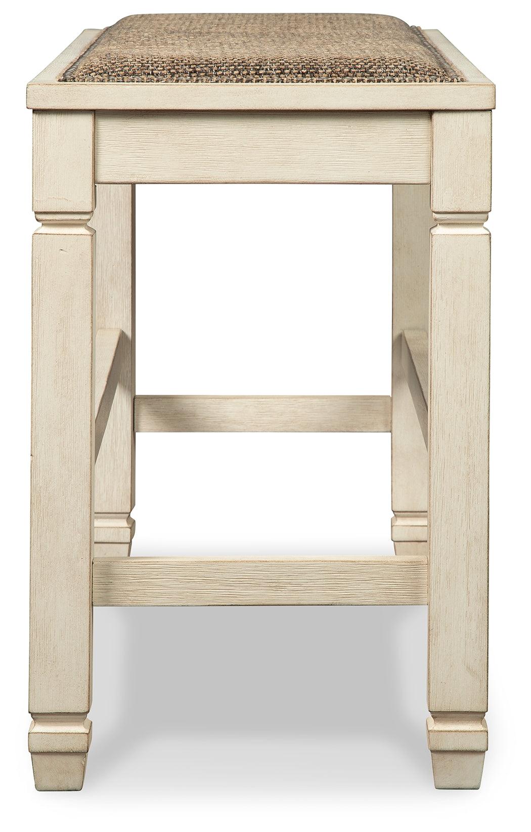 Bolanburg two-tone counter height dining bench angled front view
