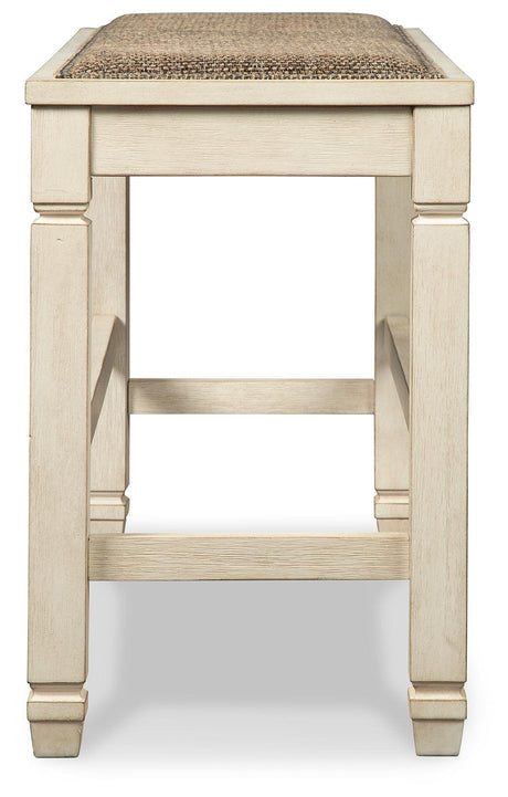Bolanburg two-tone counter height dining bench angled front view