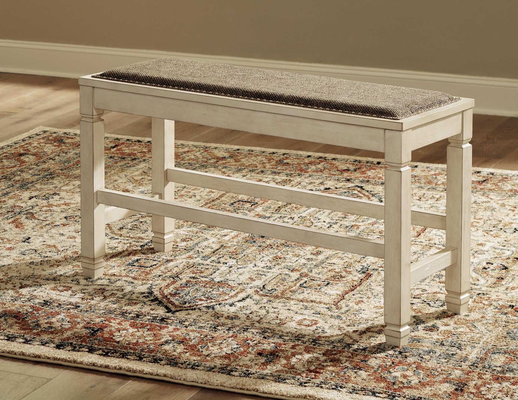 Bolanburg two-tone counter height dining bench overall display