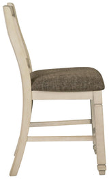 Bolanburg Two-tone Counter Height Bar Stool side profile with footrest detail