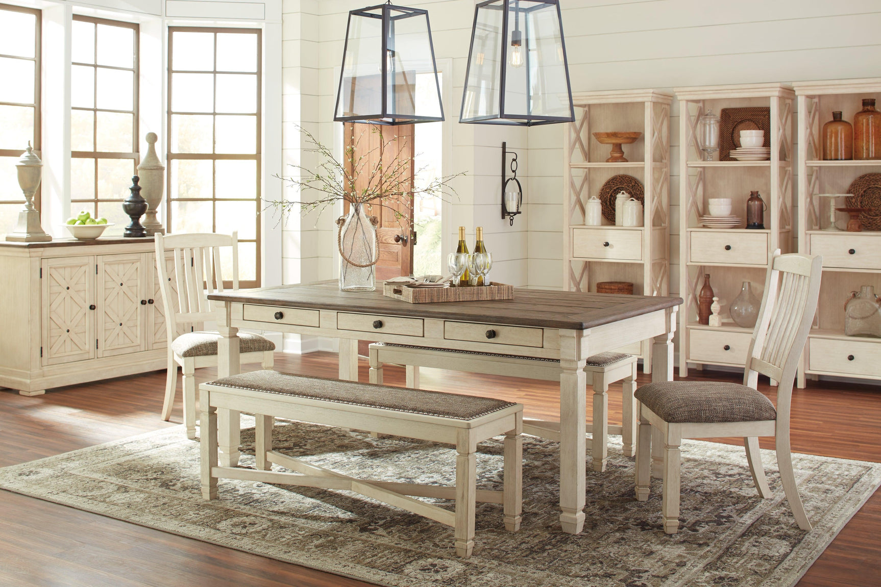 Bolanburg Two-Tone Dining Chair side angle with upholstered seat