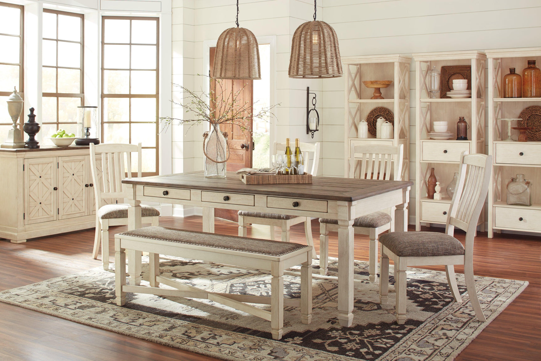 Bolanburg Two-Tone Dining Chair side angle with upholstered seat