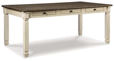Bolanburg Two-tone Dining Table angled view highlighting drawers