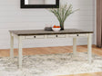 Bolanburg Two-tone Dining Table front view showing plank-effect top