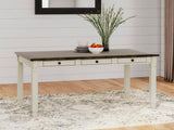 Bolanburg Two-tone Dining Table front view showing plank-effect top