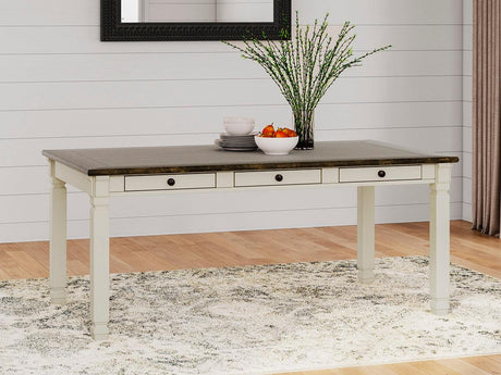 Bolanburg Two-tone Dining Table front view showing plank-effect top