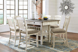 Bolanburg Two-tone Counter Height Dining Table angled drawer open