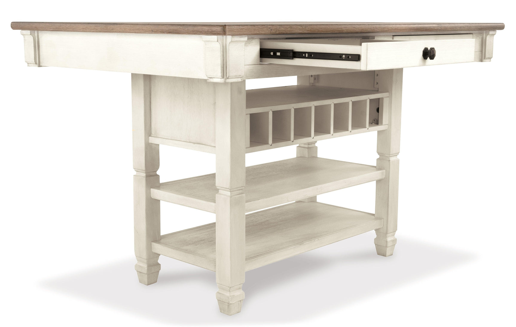 Bolanburg Two-tone Counter Height Dining Table side drawer open