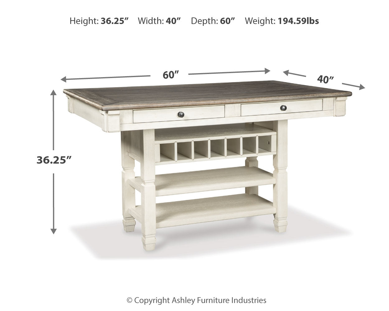 Bolanburg Two-Tone Counter Height Dining Table with 4 Barstools