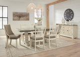 Bolanburg Antique White Dining Set — Table + 4 Side Chairs + 2 Arm Chairs + Storage