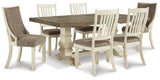 Bolanburg Antique White Dining Set — Table + 4 Side Chairs + 2 Arm Chairs