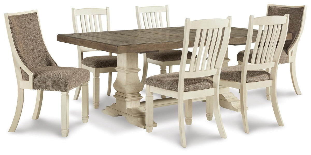 Bolanburg Antique White Dining Set — Table + 4 Side Chairs + 2 Arm Chairs