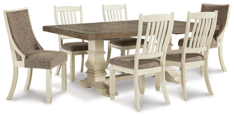 Bolanburg Antique White Dining Set — Table + 4 Side Chairs + 2 Arm Chairs