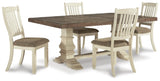 Bolanburg Antique White Dining Set — Table + 4 Side Chairs