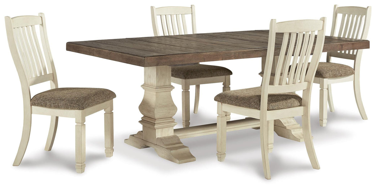 Bolanburg Antique White Dining Set — Table + 4 Side Chairs