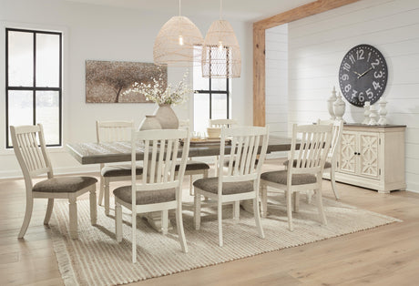 Bolanburg Antique White Dining Set — Table + 8 Side Chairs + Storage