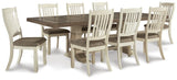 Bolanburg Antique White Dining Set — Table + 8 Side Chairs