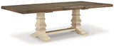 Bolanburg Antique White Extension Dining Table - side detail showing pedestal base
