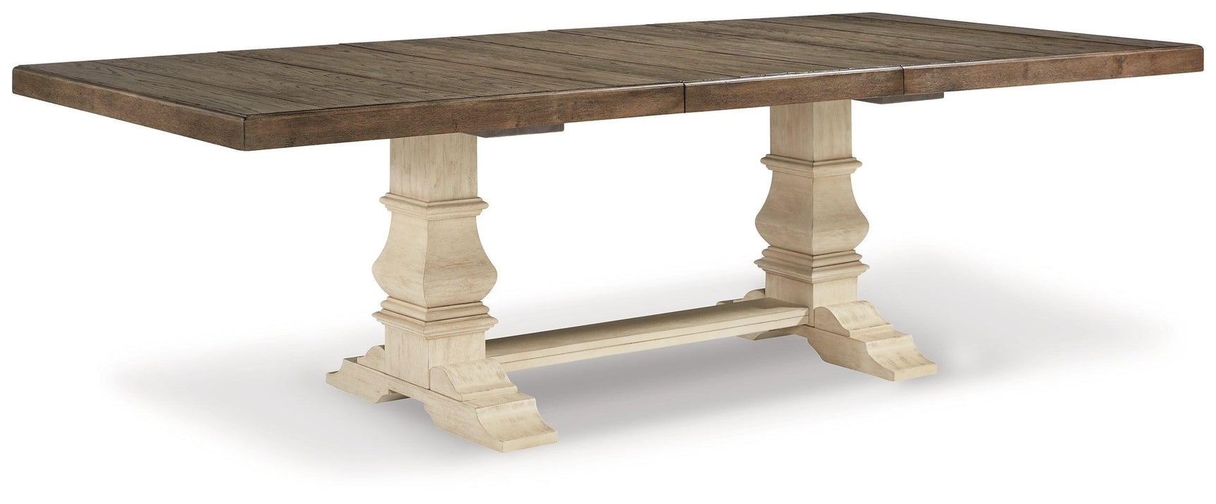 Bolanburg Antique White Extension Dining Table - side detail showing pedestal base