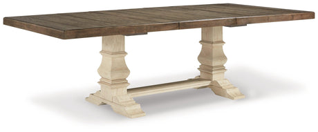Bolanburg Antique White Extension Dining Table - side detail showing pedestal base