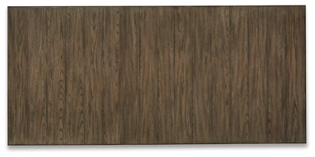 Top-down view of Bolanburg Extension Dining Table showing wood grain and leaf