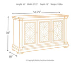 Measurement details for door openings and shelves