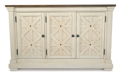 Top view of the Bolanburg Dining Server showing plank finish