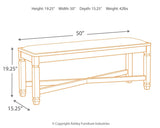 Dimension diagram of Tyler Creek Dining Bench with measurements