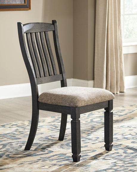 Tyler Creek Black and Grayish Brown Upholstered Dining Chair front angle