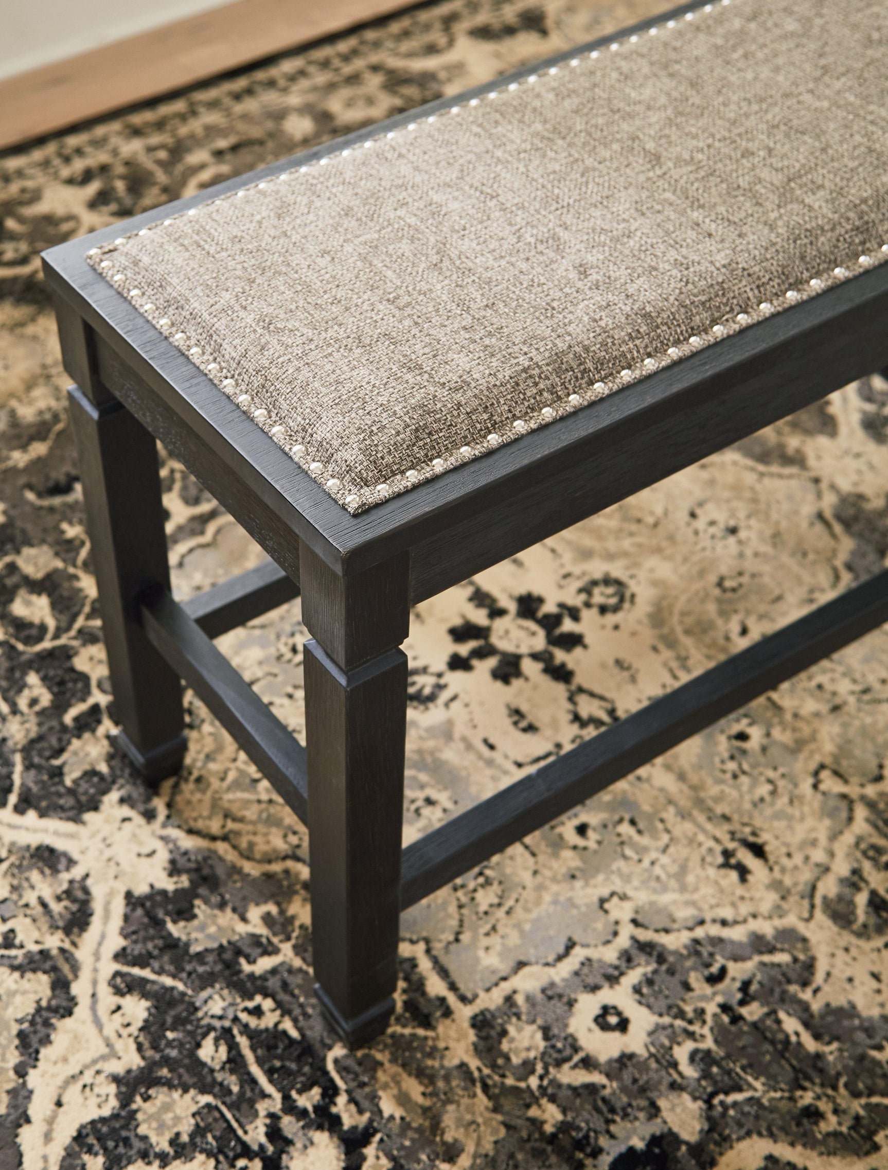 Top view highlighting bench surface and upholstery