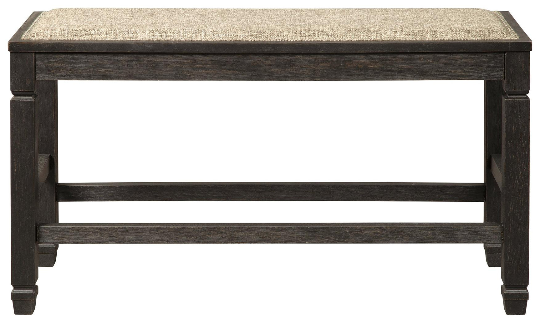 Bench placed in dining setting with wood floor