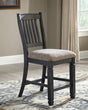 Tyler Creek black and grayish brown counter height bar stool front angle