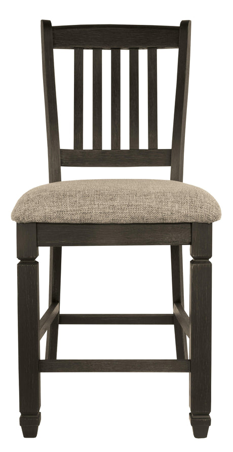 Back view of Tyler Creek black and grayish brown counter height bar stool