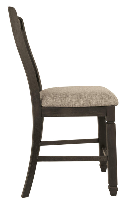 Detailed shot of upholstery and silvertone nailhead trim on Tyler Creek stool