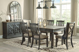 Tyler Creek dining chair close-up of fabric and nailhead trim
