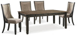 Tyler Creek Black Gray Rectangular Dining Room Set by Ashley — Dining Table and 4 Chairs