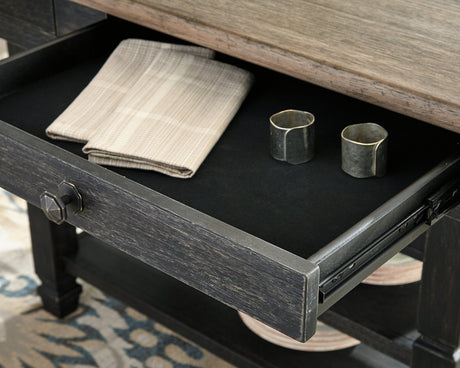 Tyler Creek Dining Table detailed drawer hardware
