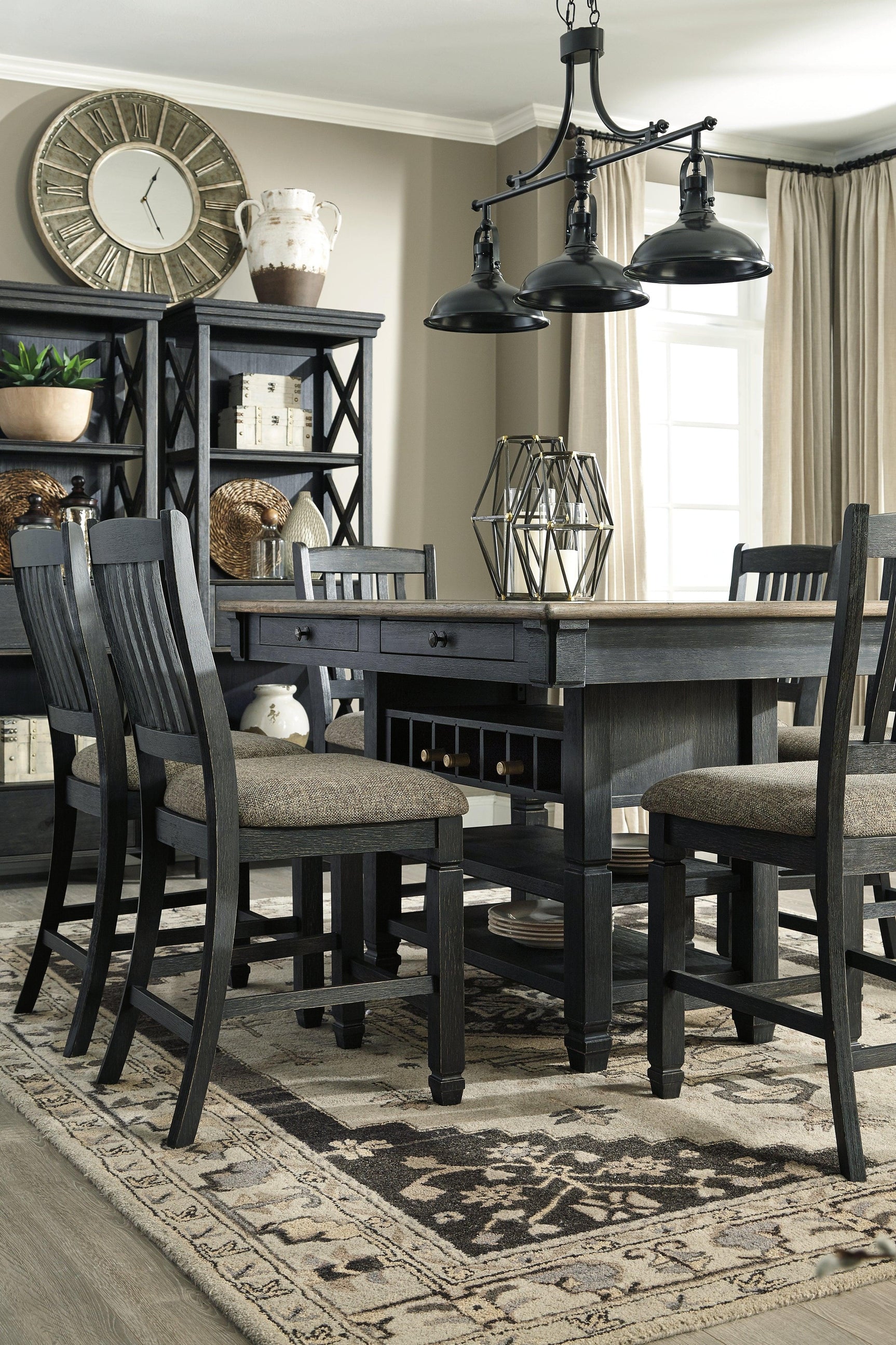 Tyler Creek dining table vintage two-tone finish detail