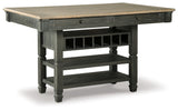 Tyler Creek dining bench with woven fabric upholstery and black finish