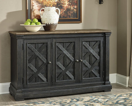 Tyler Creek Dining Server angled view showing black and gray two-tone finish