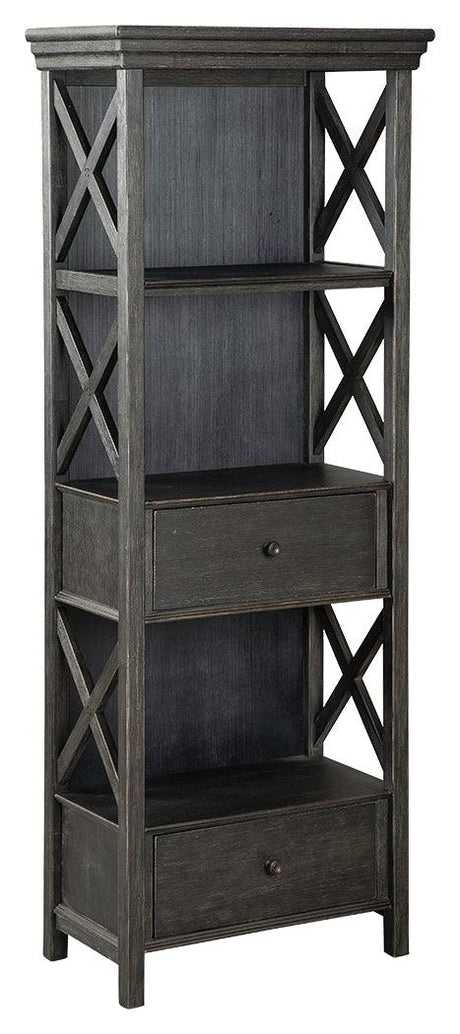 Tyler Creek Display Cabinet showing glass doors and drawers