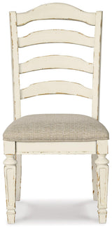 Back view of Realyn Chipped White Dining Chair