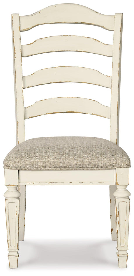 Back view of Realyn Chipped White Dining Chair