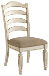 Side angle of Realyn Chipped White Dining Chair