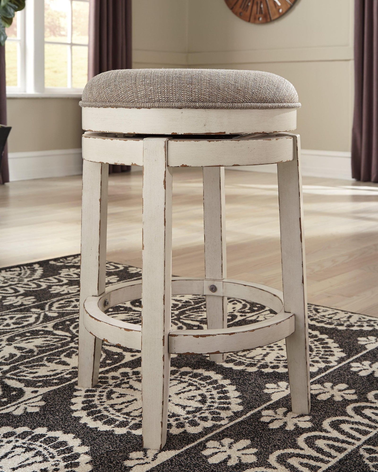 Realyn Chipped White Counter Height Bar Stool D743-024 - Ella Furniture