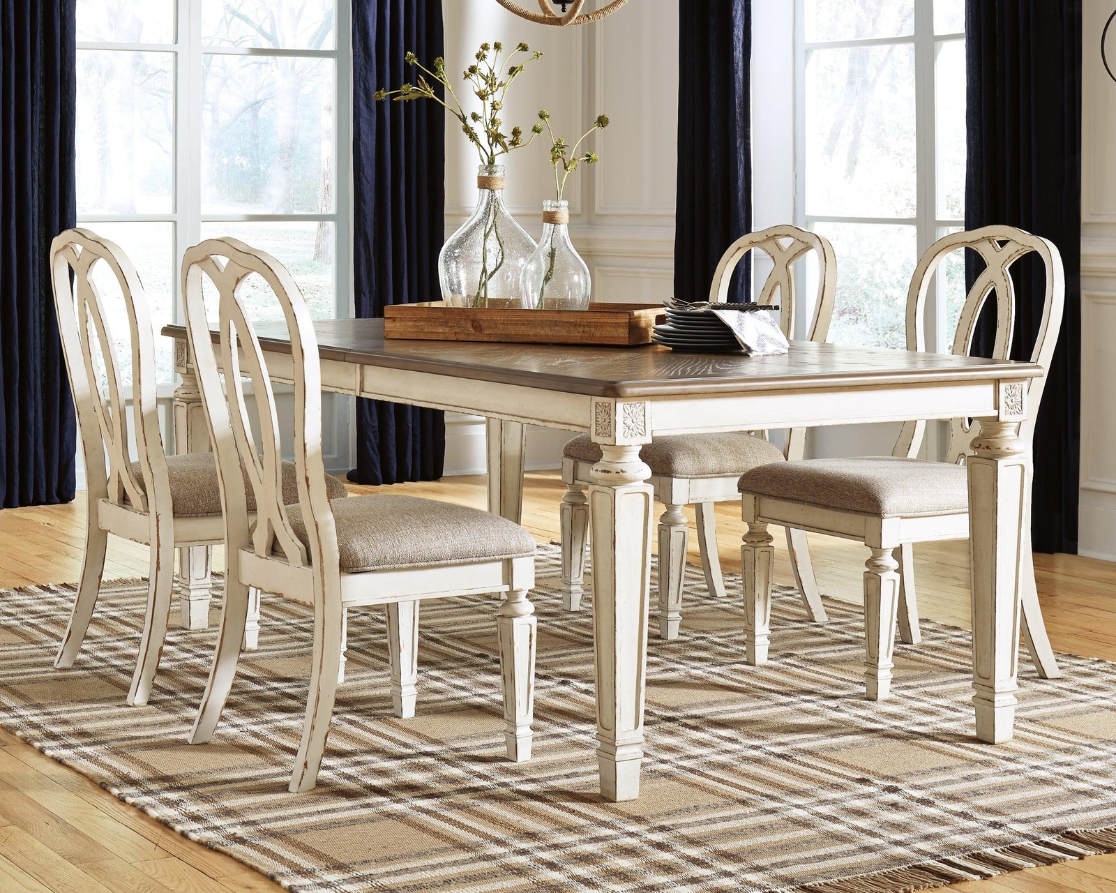 Realyn Chipped White Dining Extension Table D743-45 - Ella Furniture